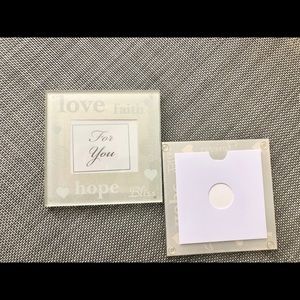 Coasters Glass Set of 4 “Love” “Hope” picture slot